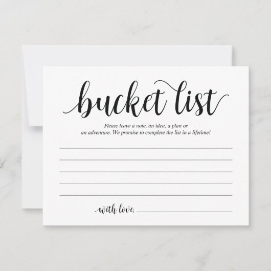 Rustic Wedding bucket list Card, Advice Card Kaart (Voorkant)