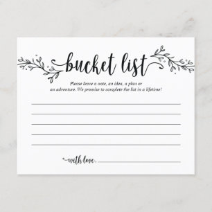 Rustic Wedding bucket list Card, Advice Card Kaart