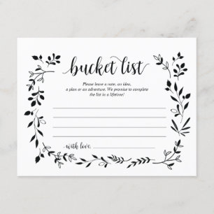 Rustic Wedding bucket list Card, Advice Card Kaart