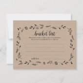 Rustic Wedding bucket list Card, Advice Card Kaart (Voorkant)