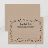 Rustic Wedding bucket list Card, Advice Card Kaart (Voorkant / Achterkant)