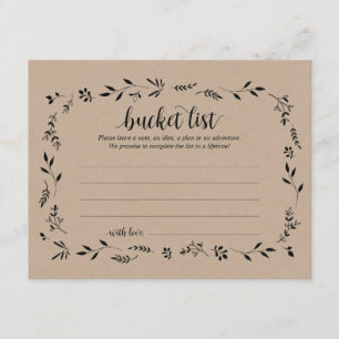 Rustic Wedding bucket list Card, Advice Card Kaart