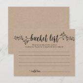 Rustic Wedding bucket list Card, Advice Card Kaart (Voorkant / Achterkant)