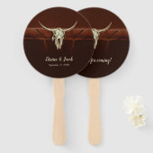 Rustic Wedding Bull Skull Brown Land Western Handwaaier (Voorkant en achterkant)
