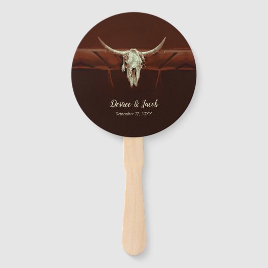 Rustic Wedding Bull Skull Brown Land Western Handwaaier (Voorkant)