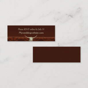 Rustic Wedding Bull Skull Mini Visitekaartje