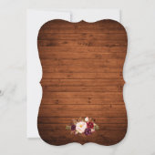 Rustic Wedding Burgundy Floral Wood Invite B Kaart (Achterkant)