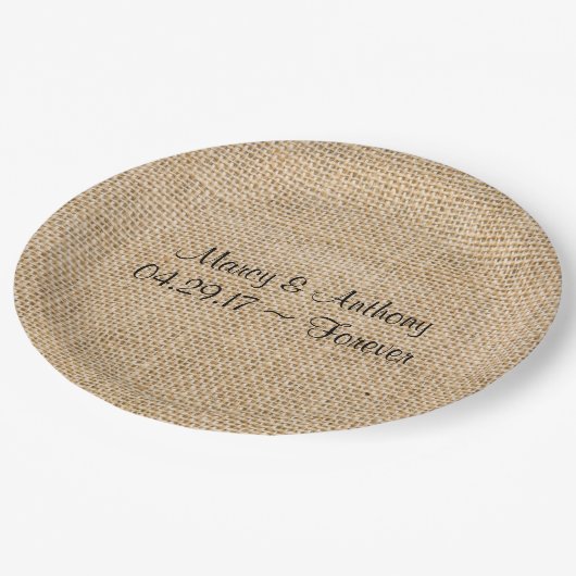 Rustic Wedding Burlap - Aangepersonaliseerde namen Papieren Bordje (Gekanteld)