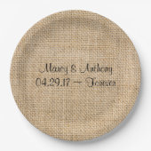 Rustic Wedding Burlap - Aangepersonaliseerde namen Papieren Bordje (Voorkant)