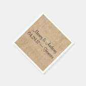 Rustic Wedding Burlap - Aangepersonaliseerde namen Servet (Hoek)