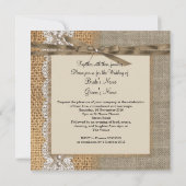 Rustic Wedding Burlap Hessian Lace Pearl Kaart (Achterkant)