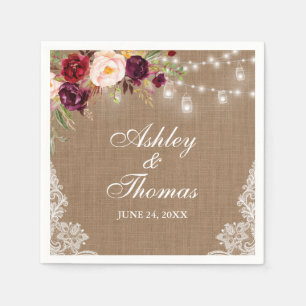 Rustic Wedding Burlap Jar Lights Servet