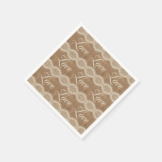 Rustic Wedding Burlap Lace Love Servetten (Hoek)