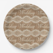 Rustic Wedding Burlap Lace Papieren Bordje (Voorkant)