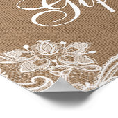 Rustic Wedding Burlap Lights Kaarten Gifts Poster (Hoek)