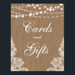 Rustic Wedding Burlap Lights Kaarten Gifts Poster<br><div class="desc">Rustic Wedding Burlap String Lights Poster - Kaarten & cadeautjes</div>