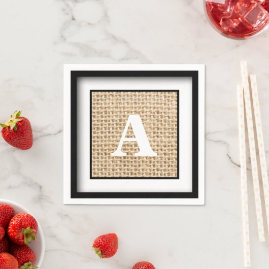 Rustic Wedding Burlap Monogram omgeven Servetten (Insitu)