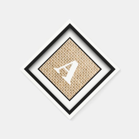 Rustic Wedding Burlap Monogram omgeven Servetten (Hoek)