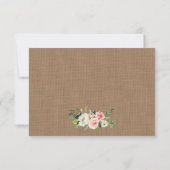 Rustic Wedding Burlap Pink White Floral RSVP Kaartje (Achterkant)