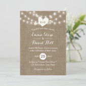Rustic Wedding Burlap String Lights Arrow & Heart Kaart (Staand voorkant)