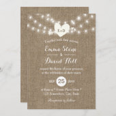 Rustic Wedding Burlap String Lights Arrow & Heart Kaart (Voorkant / Achterkant)