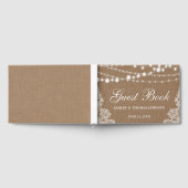 Rustic Wedding Burlap String Lights Lace Gastenboek (Volledig)