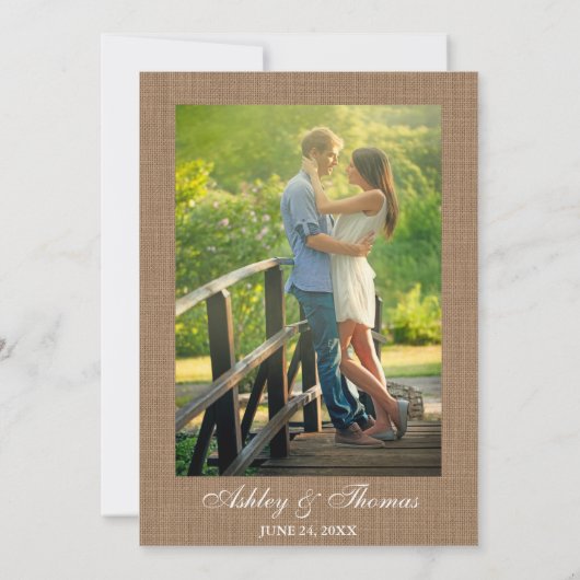 Rustic Wedding Burlap String Lights Lace Invite PB Kaart (Achterkant)