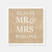 Rustic Wedding Burlap Trendy Wedding Name Date Servetten (Voorkant)