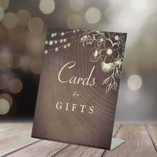 Rustic Wedding Cards en Gifts Reclamebord Met Voetstuk