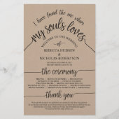 Rustic Wedding Ceremony Program Brown Kraft Card (Voorkant)