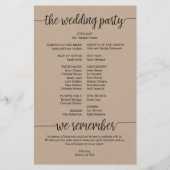 Rustic Wedding Ceremony Program Brown Kraft Card (Achterkant)