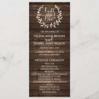 Rustic Wedding Ceremony Program Programmakaart