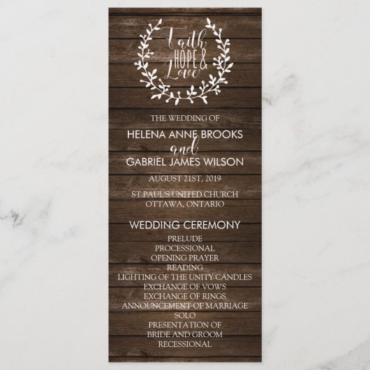 Rustic Wedding Ceremony Program Programmakaart (Voorkant)