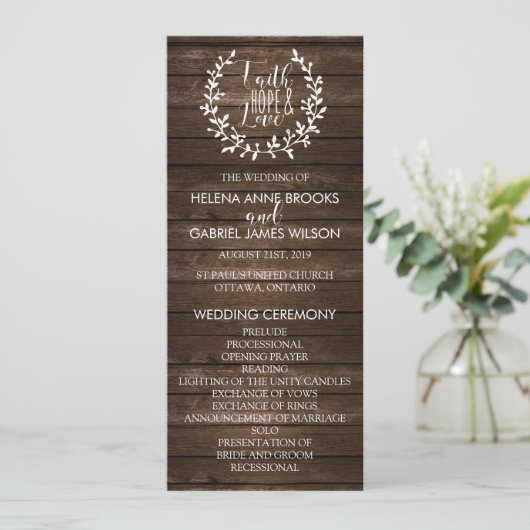 Rustic Wedding Ceremony Program Programmakaart (Staand voorkant)