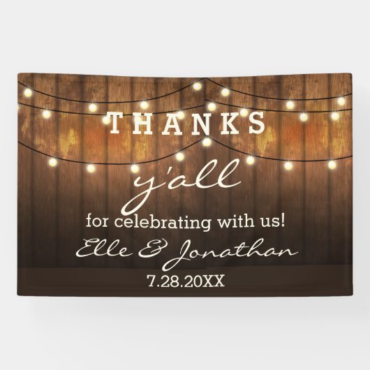 Rustic Wedding Country String Lights Bedankt Y Spandoek (Horizontaal)