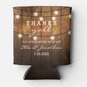 Rustic Wedding Country String Lights Thanks Y'all Blikjeskoeler (Voorkant)