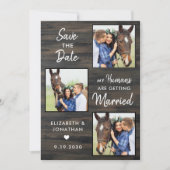 Rustic Wedding Custom Pet Photo Collage Horse Save The Date (Voorkant)