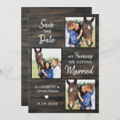 Rustic Wedding Custom Pet Photo Collage Horse Save The Date (Voorkant / Achterkant)