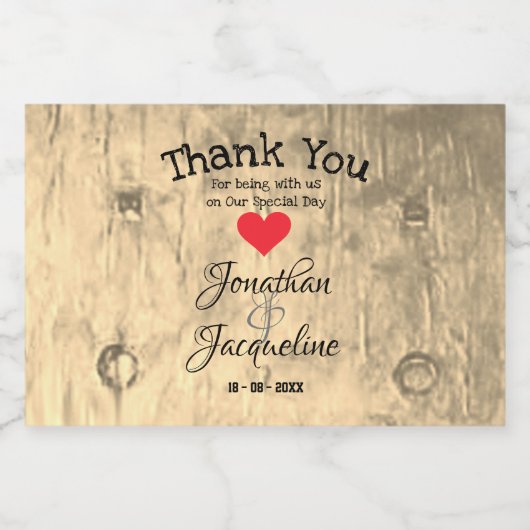 Rustic Wedding Dank je Cute Chic Mini Sparkling Wijnetiket (Enkel label)