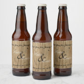 Rustic Wedding Dank je Natuur Bruine Woodgrain Bier Etiket (Flessen)