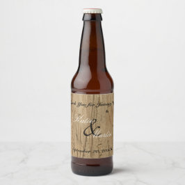 Rustic Wedding Dank je Natuur Bruine Woodgrain Bier Etiket