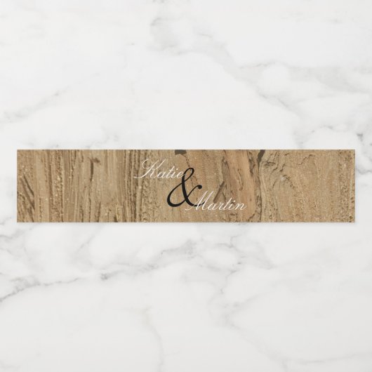 Rustic Wedding Dank je Natuur Bruine Woodgrain Waterfles Etiket (Enkel label)