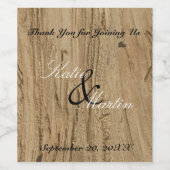 Rustic Wedding Dank je Natuur Bruine Woodgrain Wijn Etiket (Enkel label)
