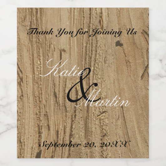 Rustic Wedding Dank je Natuur Bruine Woodgrain Wijn Etiket (Enkel label)
