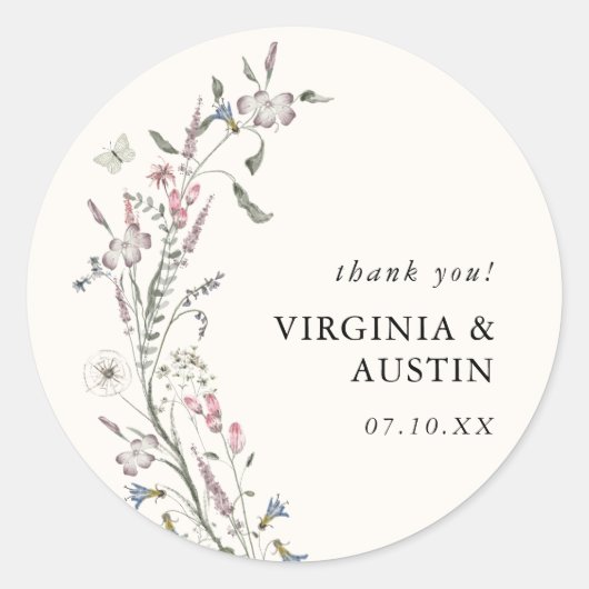 Rustic Wedding Dank je Sticker (Voorkant)