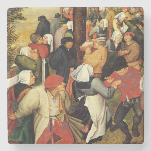 Rustic Wedding, detail van dansende mensen Stenen Onderzetter (Voorkant)