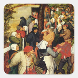 Rustic Wedding, detail van dansende mensen Vierkante Sticker