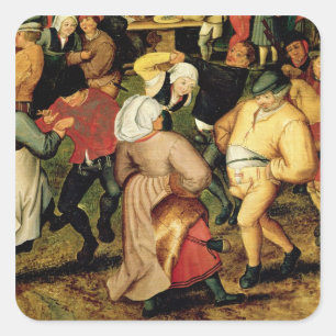 Rustic Wedding, detail van dansende mensen Vierkante Sticker