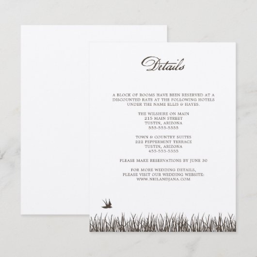 Rustic Wedding Details Enclosure Card Informatiekaartje (Voorkant / Achterkant)