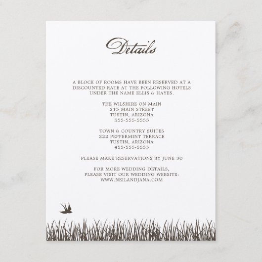 Rustic Wedding Details Enclosure Card Informatiekaartje (Voorkant)